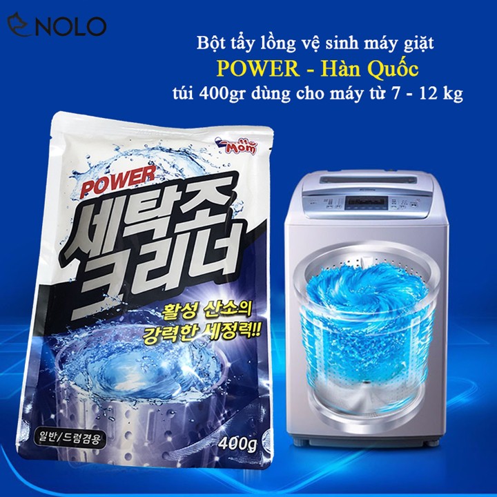 Combo 2 Bịch Tẩy Vệ Sinh Lồng Máy Giặt Power Dùng Cho Máy Giặt Cửa Trên Và Cửa Dưới Trọng Lượng 400gr