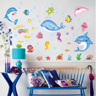 Decal trang trí tường Cá Heo Xanh