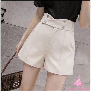Quần short nữ lưng cao Human - Quần đùi nữ lưng cao ống rộng 4 khuy siêu đẹp