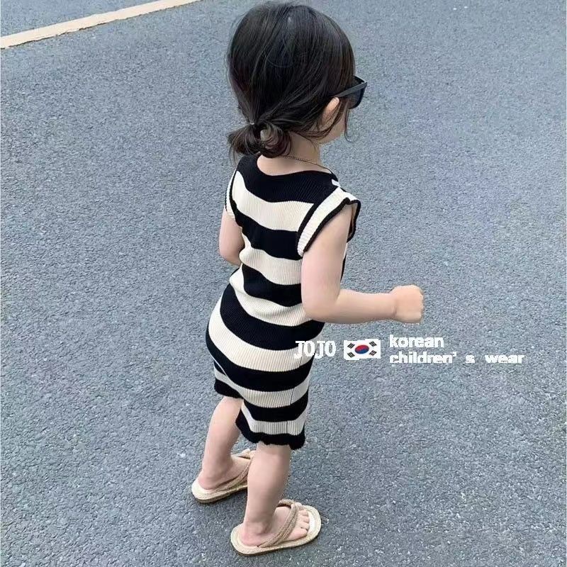 Đầm Sát Nách Dáng Ôm Kẻ Sọc Thời Trang Hàn Quốc Cho Bé Gái