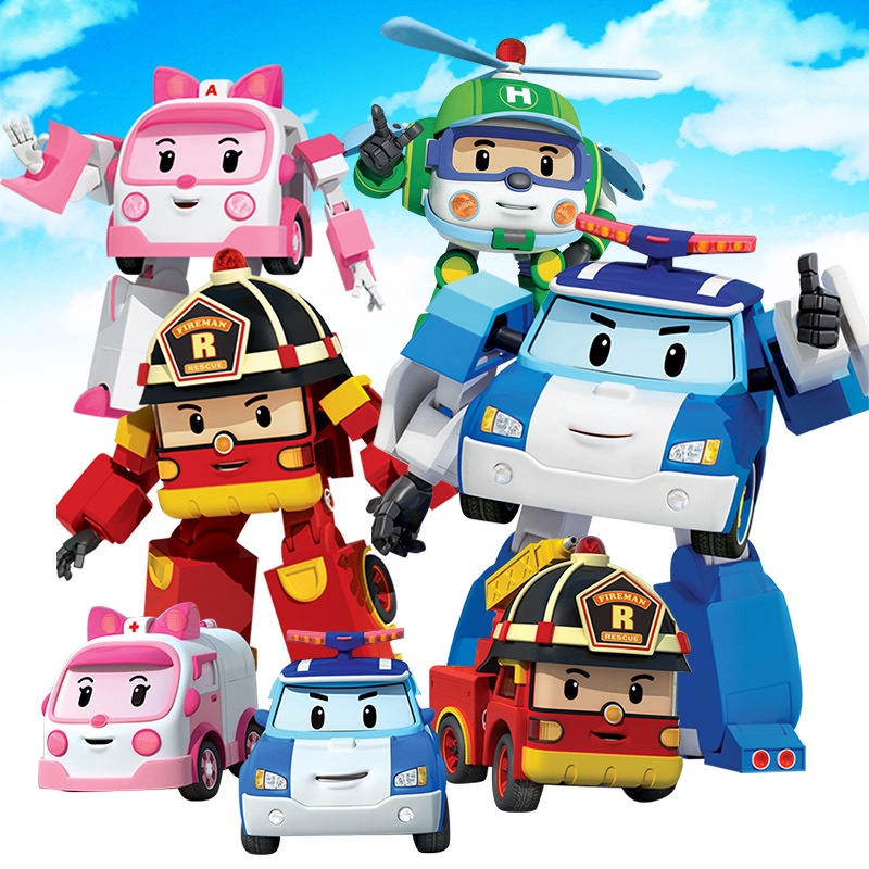 [Bộ 6 Hình ]_ Đồ Chơi Biến Hình Biệt Đội Xe Cứu Hộ Robocar Poli Cho Bé
