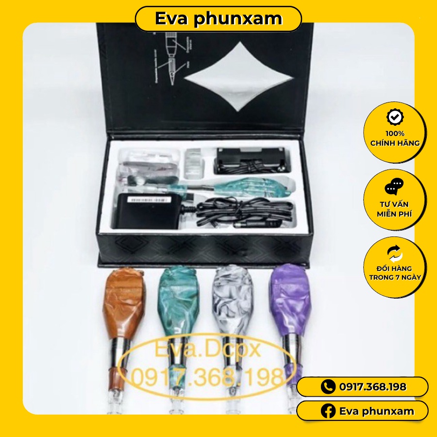 Máy phun xăm thần thánh TÍCH ĐIỆN và CHỈNH TỐC ĐỘ, CHỈNH KIM - Phun tán bột lông mày siêu đẹp