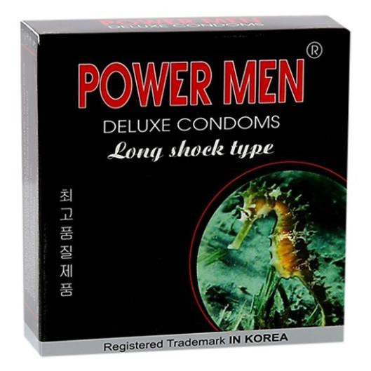 Bao cao su Hàn Quốc hộp 3 chiếc kéo dài thời gian Powerman Cá ngựa đen