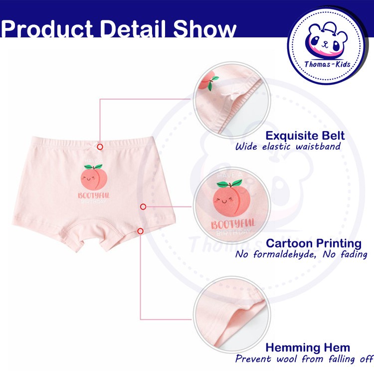 Quần Lót Boxer Cotton Không Đường May Thoải Mái Cho Bé Gái 3-12 Tuổi