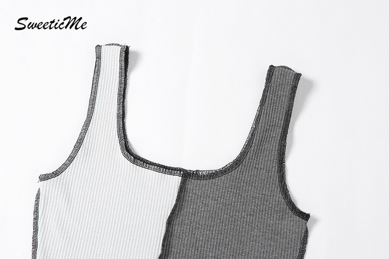 Áo Hai Dây Phối Màu Tương Phản Ôm Dáng Gợi Cảm Hàng Mới Màu Xám Và Trắng Cho Nữ | BigBuy360 - bigbuy360.vn