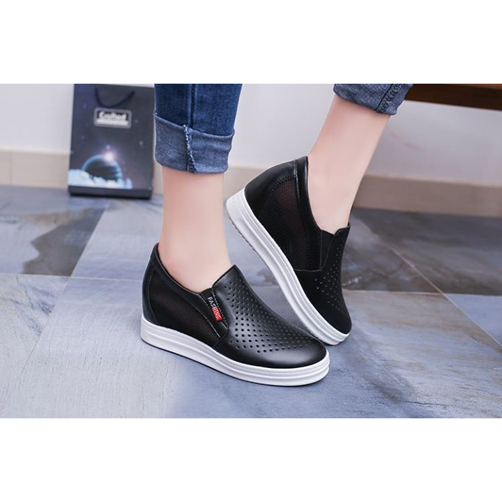 Giày thể thao đế độn 6 phân da Pu- Giày sneaker nữ- Vincentshop