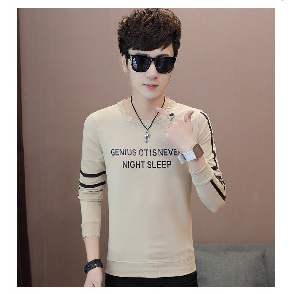 Áo Thun Nam Dài Tay Cổ Tròn In Chữ AT03
