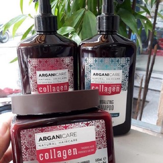 Gội, xả, ủ tóc ARGANICARE Collagen siêu mượt 500ml (Pháp)