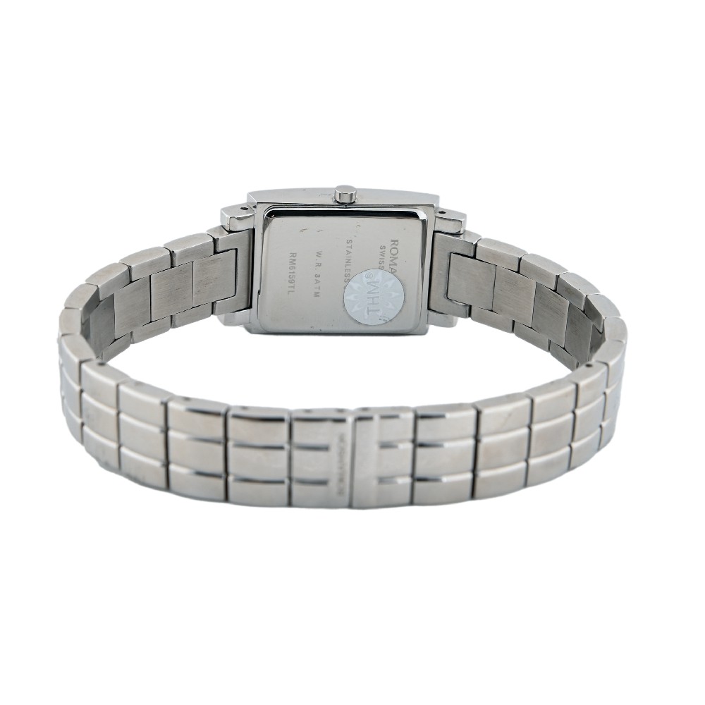Đồng hồ Romanson Watch RM6159TLWBK nữ dây thép mặt chữ nhật nhỏ đính đá kính chống xước máy Thụy Sĩ chính hãng