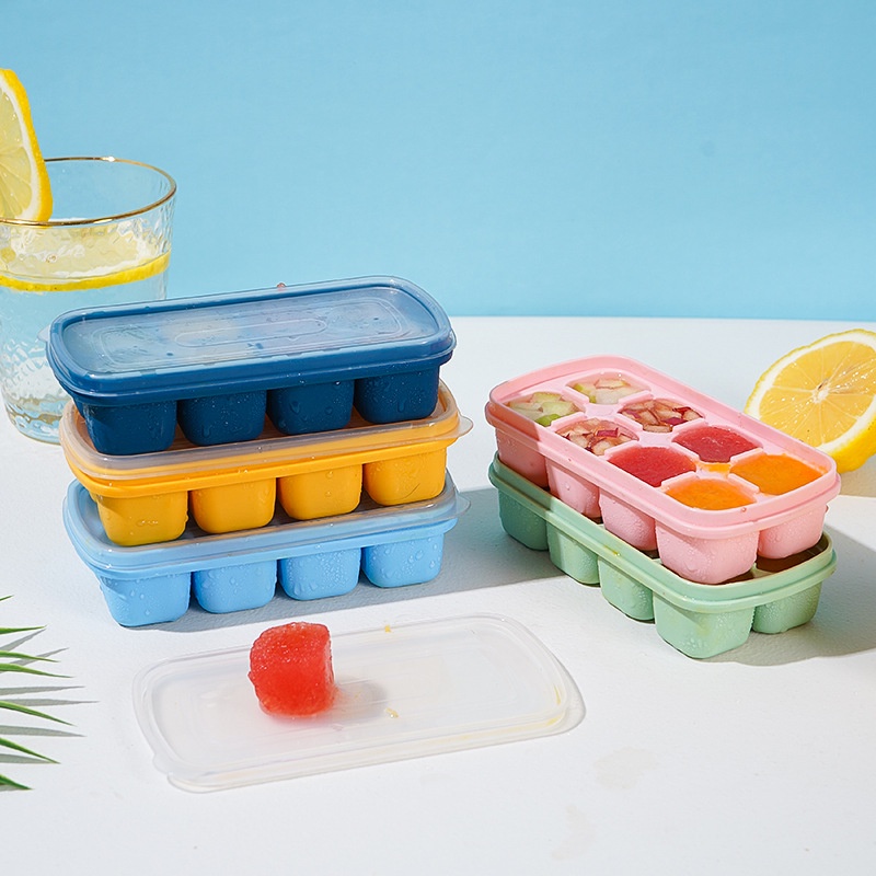 Khuôn Silicone Làm Đá 8 Ngăn Có Nắp Đậy Tiện Dụng