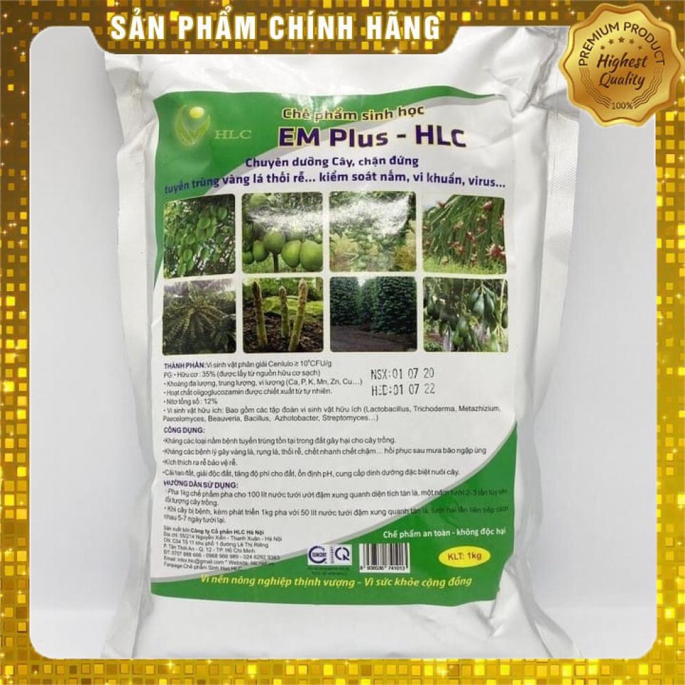 CHẾ PHẨM EM PLUS HLC - CHUYÊN DƯỠNG CÂY, CẢI TẠO ĐẤT TRỒNG, ỔN ĐỊNH PH, NGĂN NGỪA NẤM BỆNH HẠI RỄ CÂY TRỒNG - GÓI 1KG