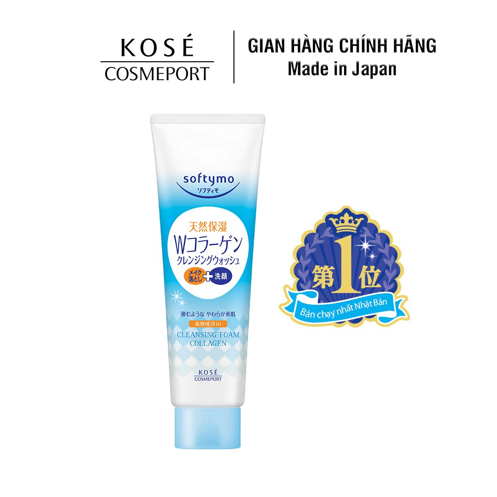 Bọt Rửa Mặt &amp; Tẩy Trang Dạng Kem 2 Trong 1 Kosé Cosmeport Softymo Cleansing Foam Collagen (190g)