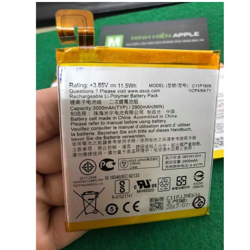 PIN ĐIỆN THOẠI ASUS ZENFONE 3 LASER ZC551KL C11P1606 ZIN - BẢO HÀNH 6 THÁNG
