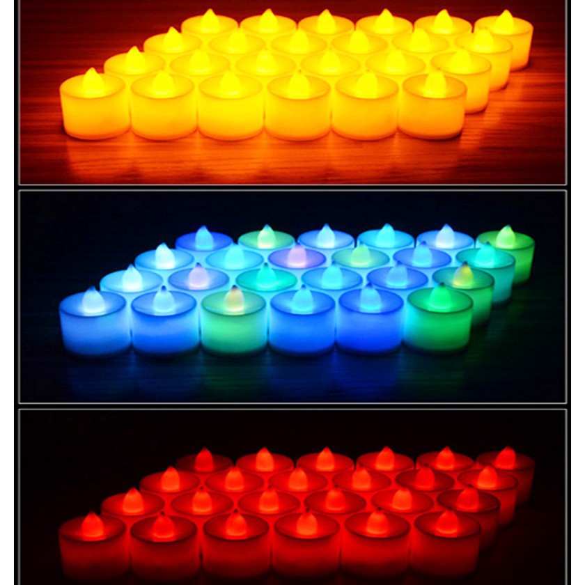 Set 12/24 đèn LED hình ngọn nến sử dụng pin hỗ trợ trang trí không gian