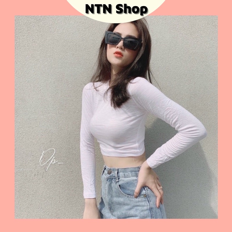 Sale áo croptop dài tay vải mát mỏng.