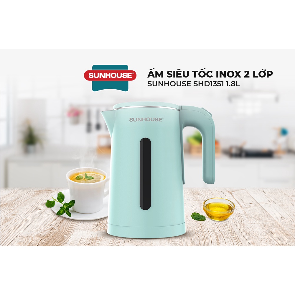 Ấm siêu tốc Inox 2 lớp 1.8L SUNHOUSE SHD1351