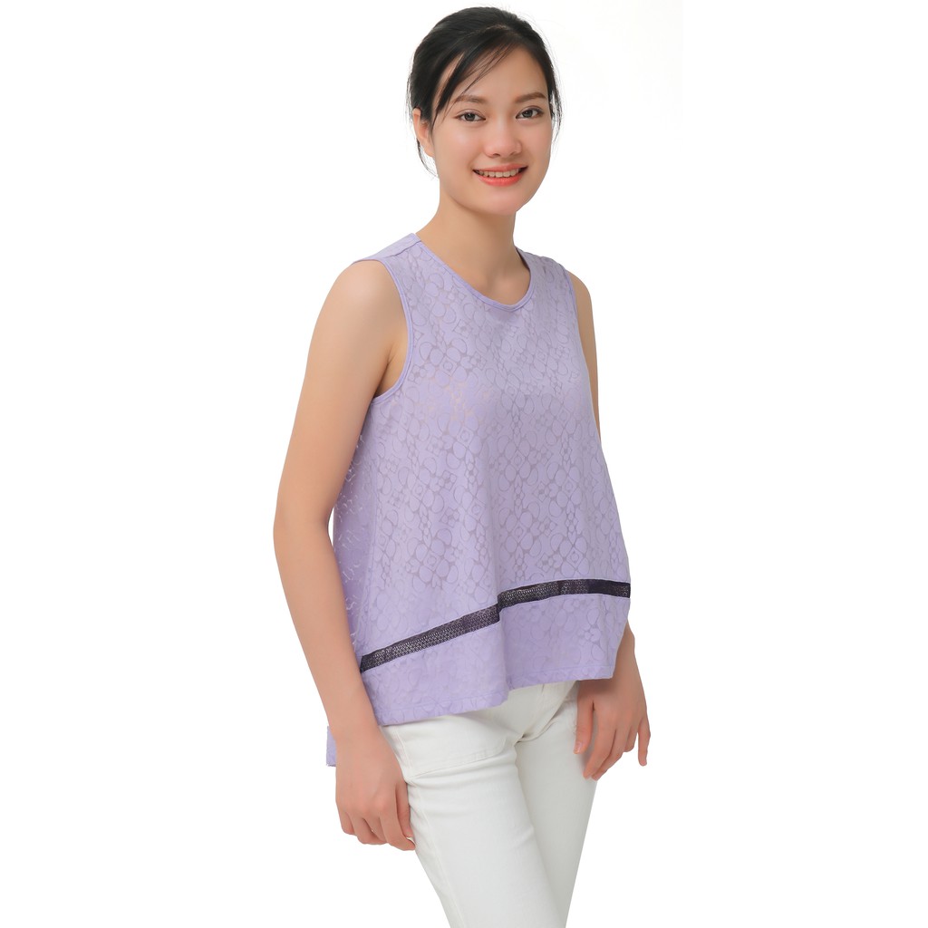 Áo hè nữ Narsis L9052 vải hoa màu tím