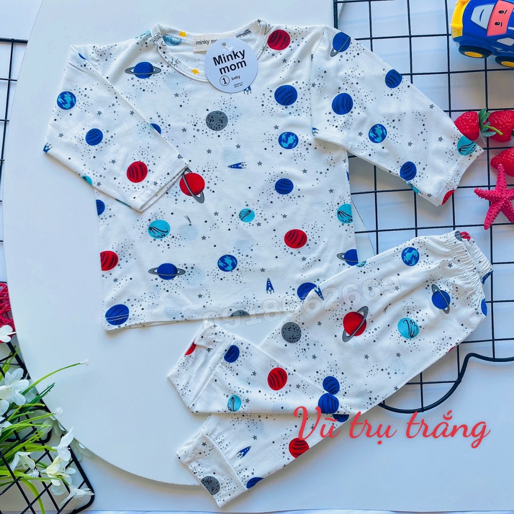 (Video+ ảnh thật) Bộ dài tay bé trai, bé gái Minky Mom in Họa tiết ngộ nghĩnh (vải thun lạnh) size 3-18kg