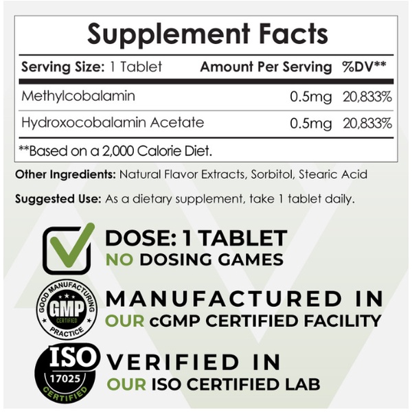 Vitamin B12 Dạng sinh học cao Super B12 Methylcobalamin + Hydroxocobalamin