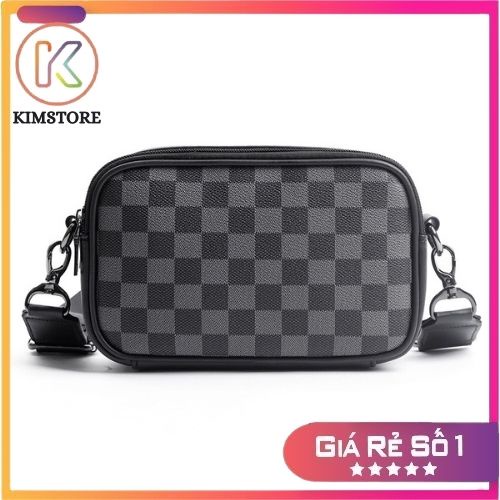 Túi xách đeo chéo nam, túi xách nam đeo ngực kiểu dáng vuông caro chống nước PA38