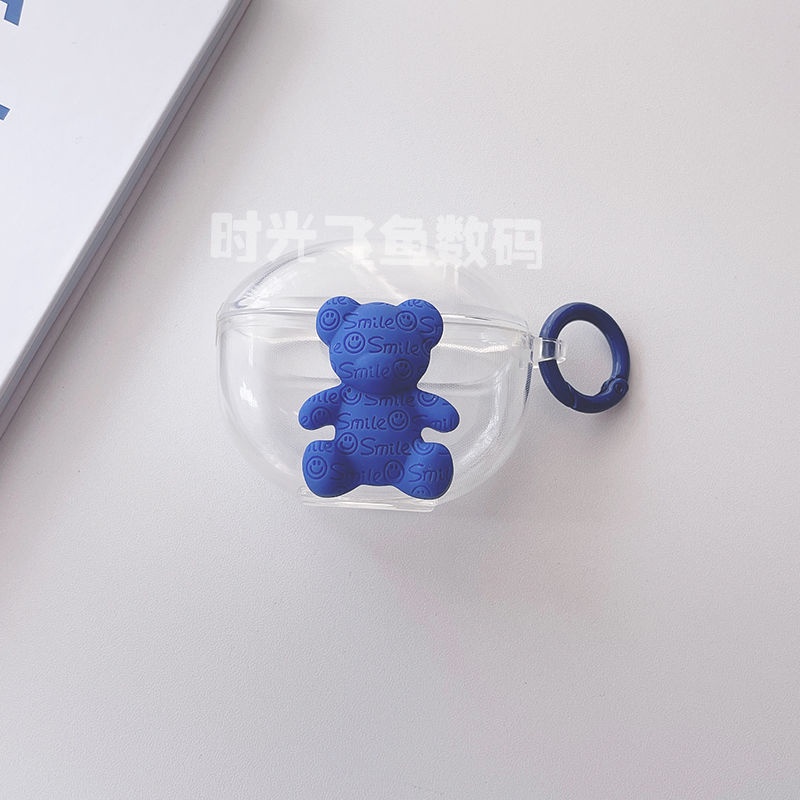 Hàng Có Sẵn! Vỏ Bảo Vệ Hộp Sạc Tai Nghe Realme Buds T100 Trong Suốt Hình Gấu & Nơ Xinh Xắn