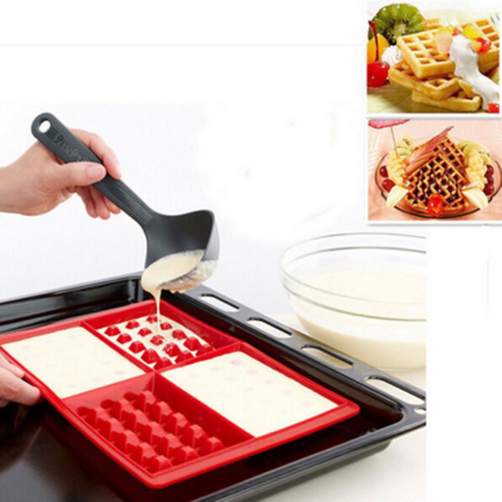 Dụng cụ khuôn tự làm bánh quế chocolate bằng silicone hình vuông