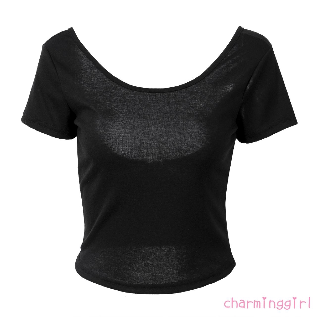 Áo Thun Croptop Tay Ngắn Quyến Rũ Cho Nữ