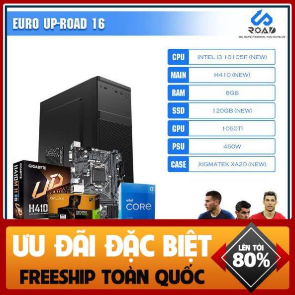 [QUÀ TẶNG LINH ĐÌNH -  EURO CHẠM ĐỈNH] Bộ PC Gaming I3 10105f H410 NEW | Ram 8GB SSD 120 GTX1050TI Nguồn 450W  URTech