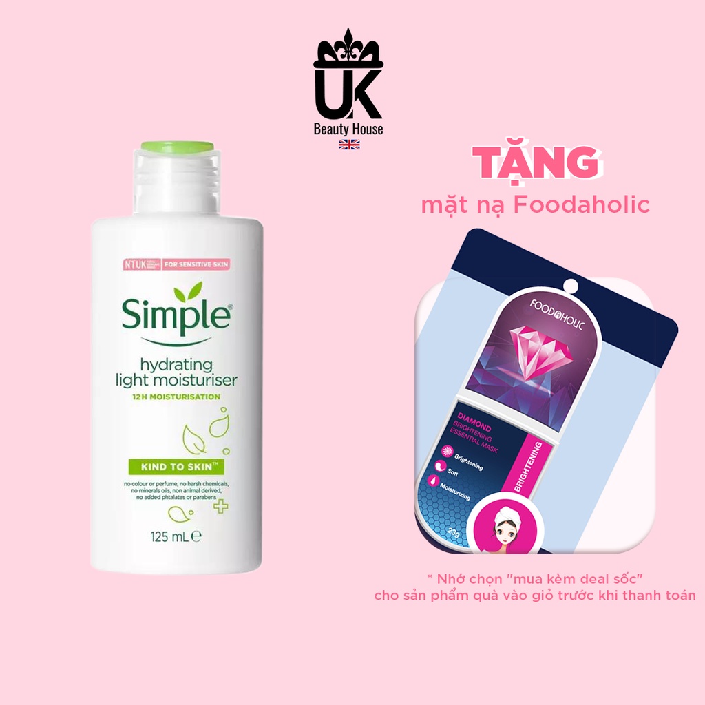 [Mã SKAMPUSH11 giảm 10% đơn 200k] Sữa Dưỡng Da Simple Kind To Skin Hydrating Light Moisturiser 125ml | BigBuy360 - bigbuy360.vn