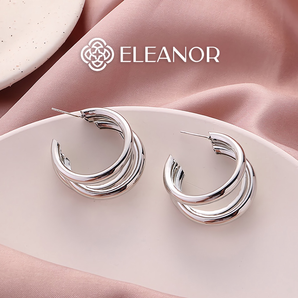 Bông tai nữ chuôi bạc 925 Eleanor Accessories viền trơn phong cách basic phụ kiện trang sức 5718