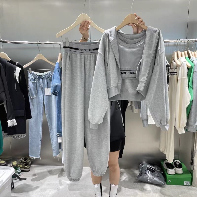 SỈ SET NỈ MŨ ÁO BA LỖ QUẦN DÀI 2 MÀU CHO NỮ Q1304