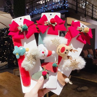 Set 4 phụ kiện kẹp tóc, buộc tóc Noel cho bé gái - Phụ kiện tóc xinh xắn cho bé gái giáng sinh