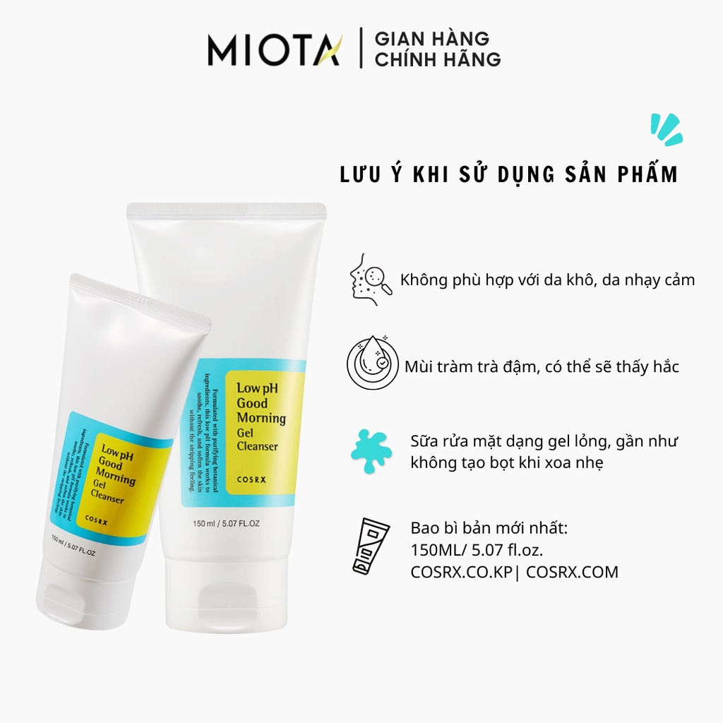 Sữa Rửa Mặt Cosrx Low pH Good Morning Gel Cleanser 150ml/50ml