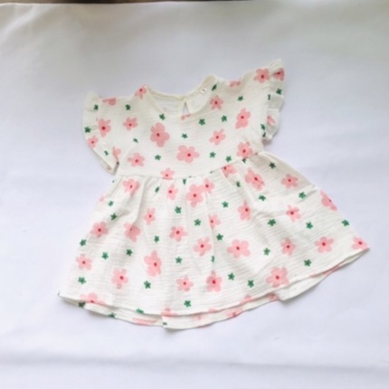 Áo váy đầm babydoll vải xô muslin họa tiết dễ thương cho bé gái từ 5kg đến 16kg