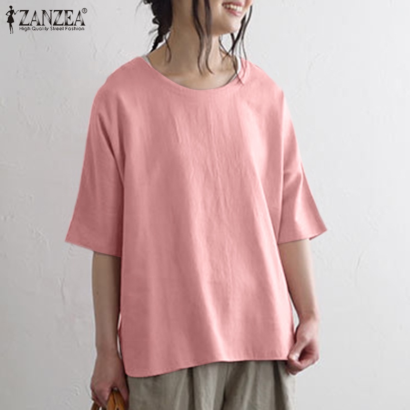 Áo thun ZANZEA tay lỡ xẻ tà thời trang dành cho nữ