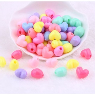 Hạt nhựa tim bonbon xỏ lỗ 2 đầu
