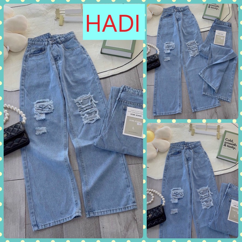 [VIDEO+FREESHIP ] QUẦN JEANS ỐNG RỘNG NỮ LƯNG CAO LAI CUỐN RÁCH 2 ĐÙI VUÔNG XỊN SÒ ĐẲNG CẤP MÀU XANH NHẠT HOT HIT HADI