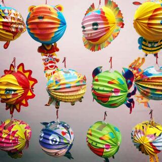 Lồng đèn giấy hình thú và ống tròn 10 con