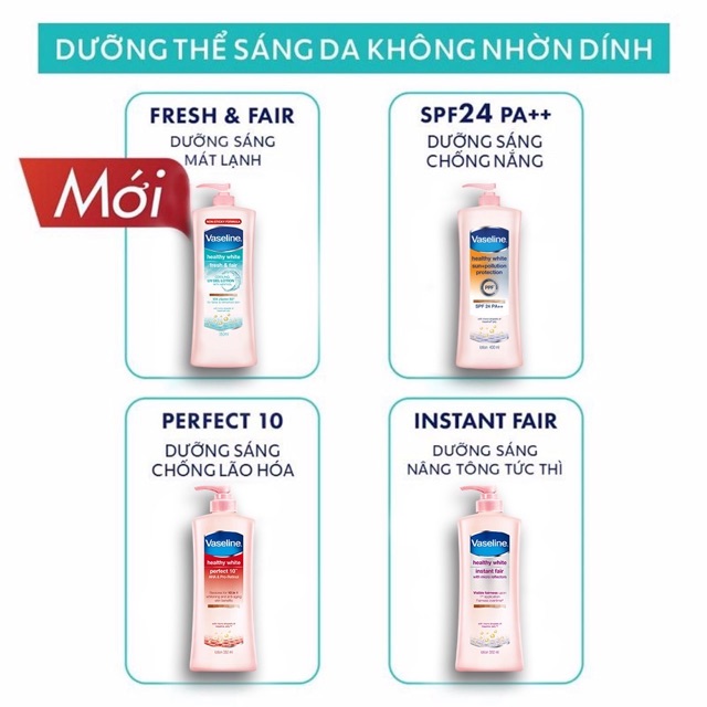 Sữa dưỡng thể trắng da Vaseline 350ml đủ màu đủ công dụng( hàng công ty) | BigBuy360 - bigbuy360.vn