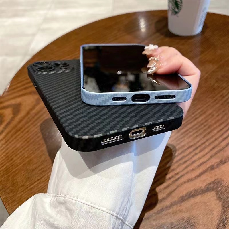 Ốp Lưng Sợi Cacbon Xước Bảo Vệ Cho Điện Thoại iPhone 14 Pro Max 13 Pro Max 12 Pro Max