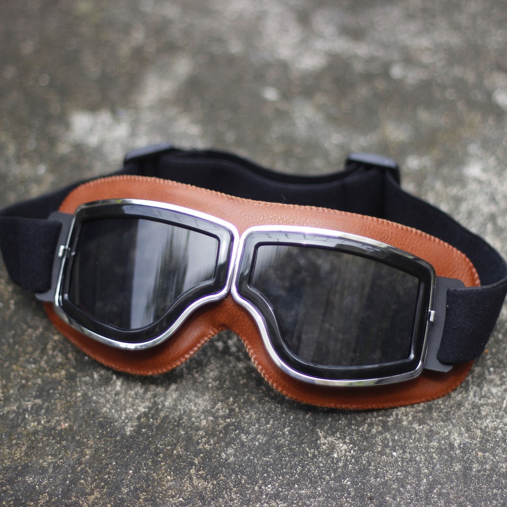 Kính gắn mũ bảo hiểm B9 goggle - Kính làm bằng dây da cao cấp gắn nón bảo hiểm 1/2, 3/4 và fullface