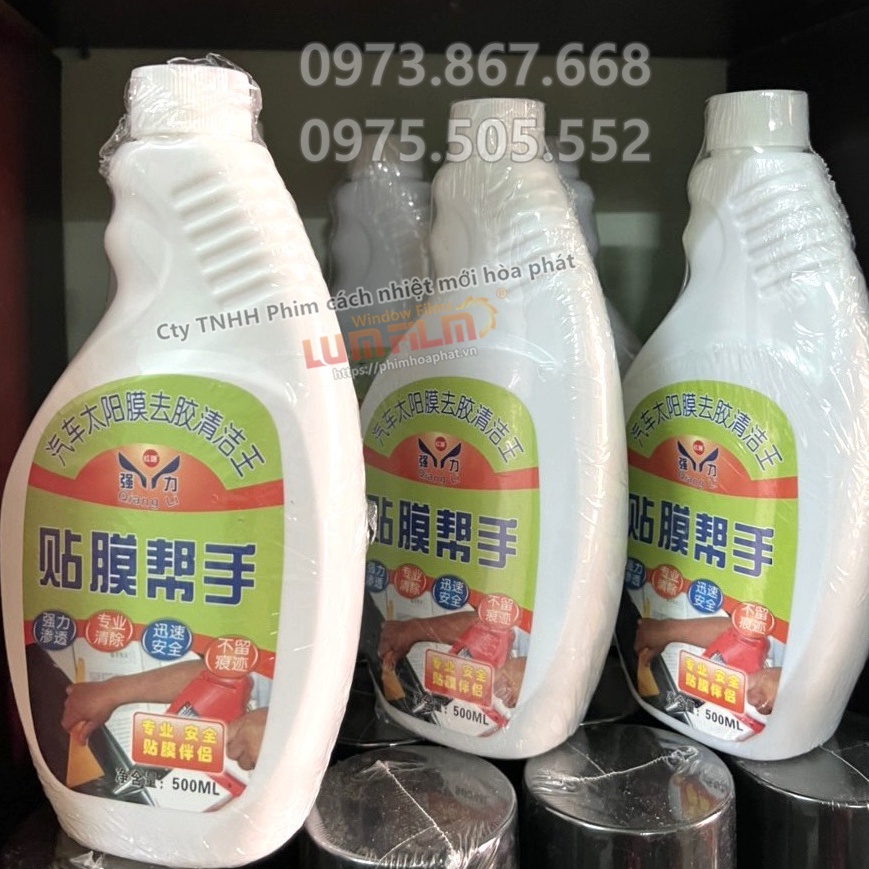 Dung dịch tẩy keo dán Film cách nhiệt cũ cho xe ô tô - dung tích 500ml - tặng kèm gạt nhựa