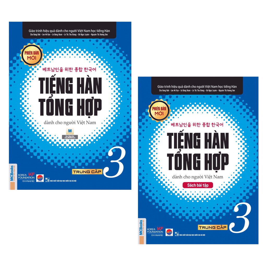 Sách - Combo Tiếng hàn tổng hợp dành cho người Việt Nam Trung Cấp Tập 3 Bản Đen Trăng