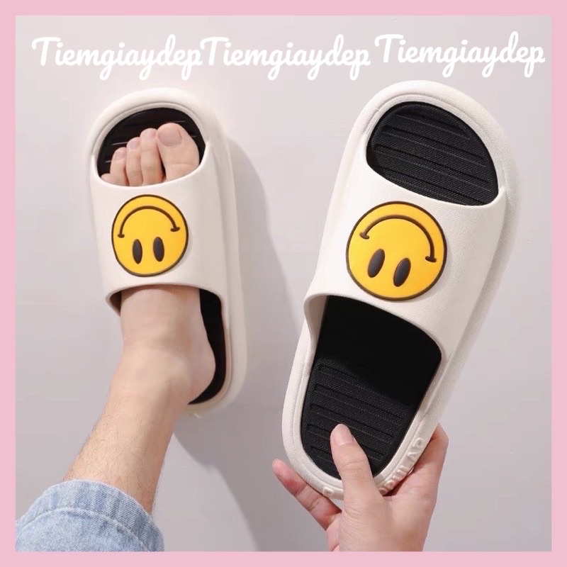 {LOẠI 1,GIAO NGAY}Dép bánh mì,dép quai ngang nam nữ hình mặt cười drew Hót Trend