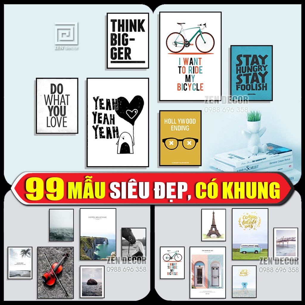 Tranh treo tường siêu CUTE có khung nổi, chất liệu vải Canvas nhập khẩu