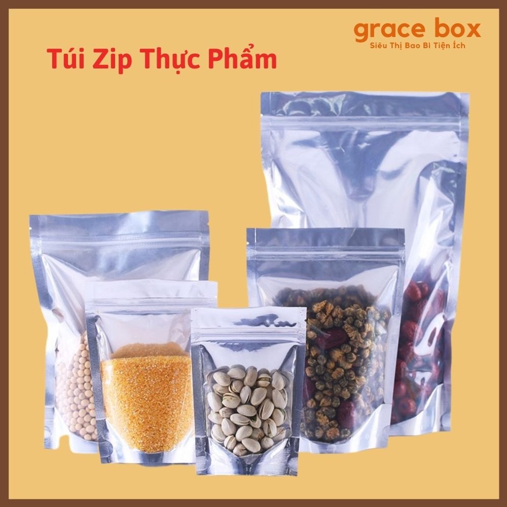 Combo 20 Túi Zip Bạc (Một mặt trong, một mặt bạc) Hàng Loại 1 Chất Lượng Cao - Siêu Thị Bao Bì Grace Box