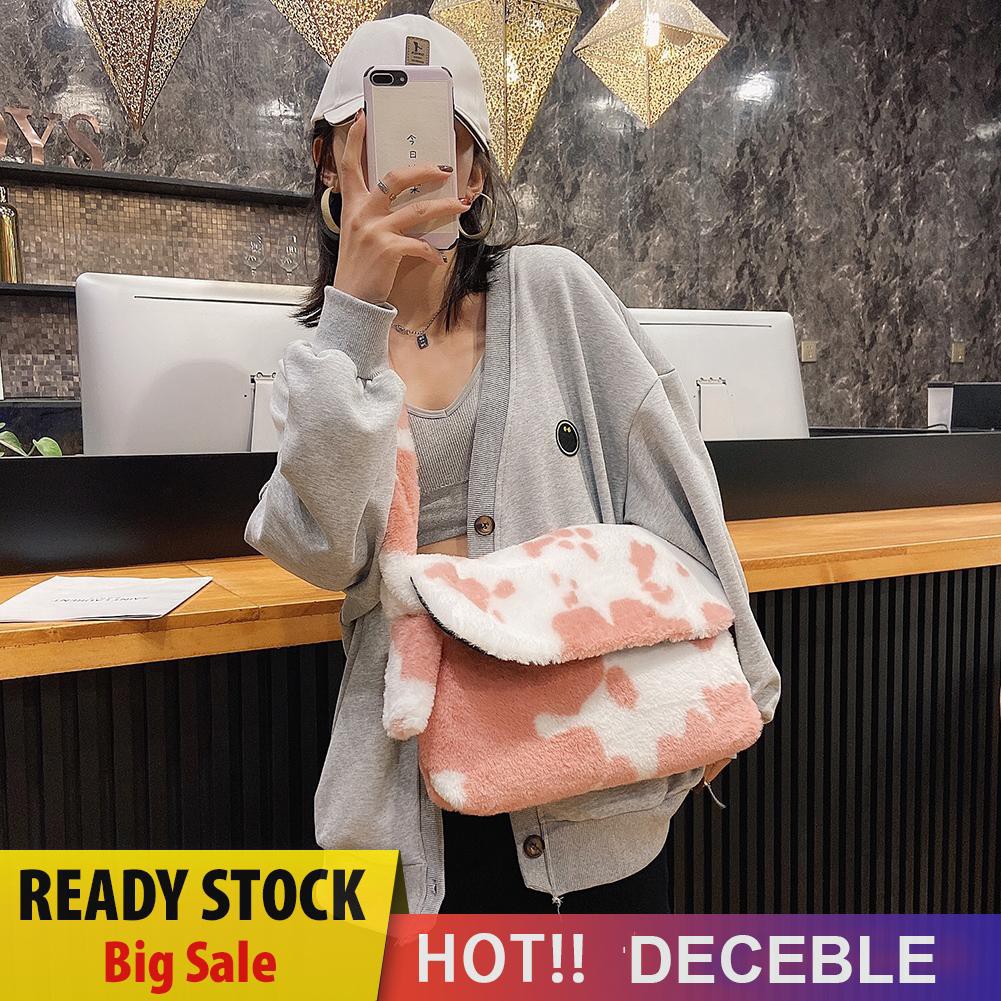 Túi xách lông in hoạ tiết màu da thú phong cách cổ điển cho nữ