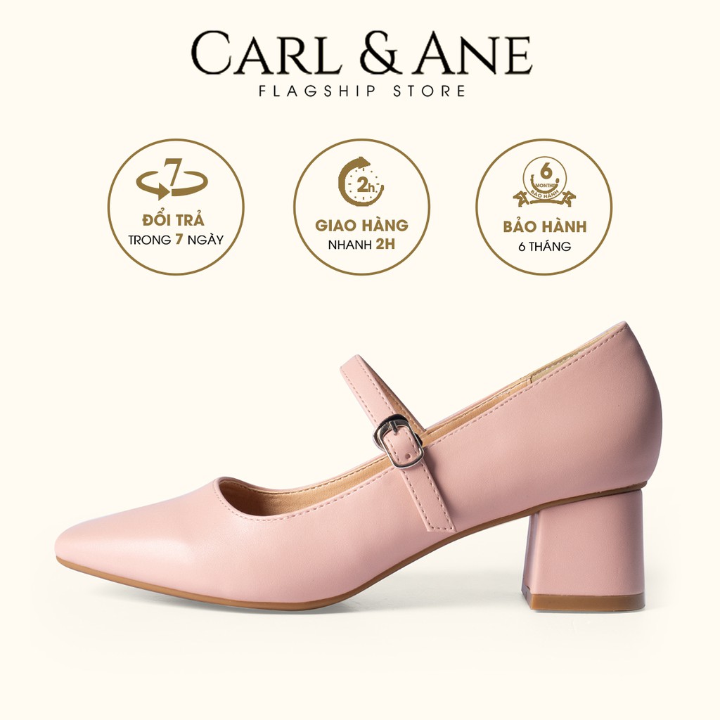 Carl &amp; Ane - Giày cao gót nữ phối dây kiểu dáng cơ bản cao 5cm màu hồng _ CP003