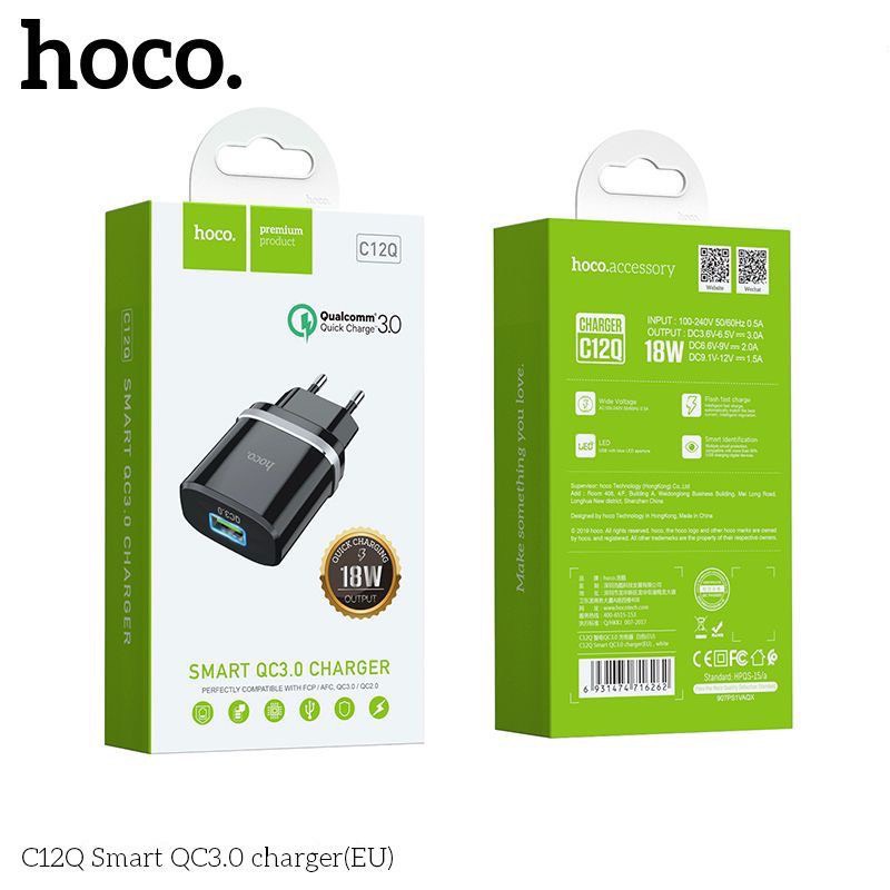 [ Hoco C12Q ] Củ Sạc Nhanh 18w Hoco C12Q - Sạc nhanh chính hãng Hoco