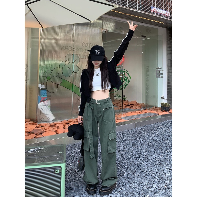 Quần Dài Dáng Rộng Phối Túi Thời Trang Mùa Thu Cho Nữ